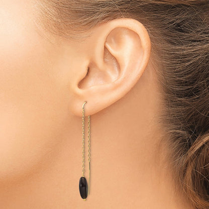 14k Yellow Gold Onyx with U Threader Earrings