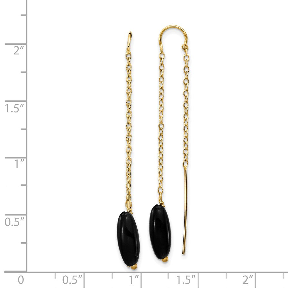 14k Yellow Gold Onyx with U Threader Earrings