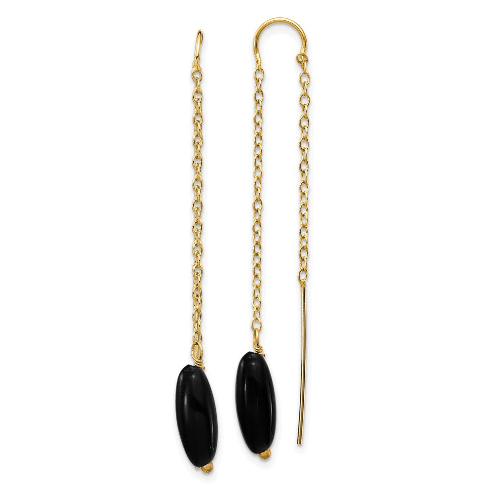 14k Yellow Gold Onyx with U Threader Earrings