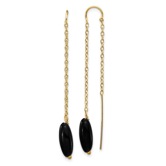 14k Yellow Gold Onyx with U Threader Earrings