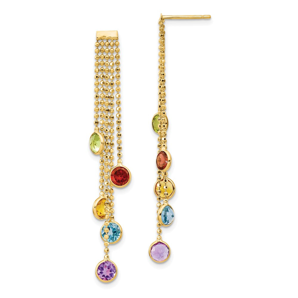 14k Multi-colored Gemstone Dangle Earrings