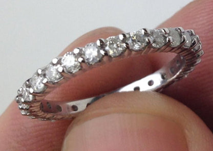 1.0ct Natural Diamond Wedding Ring Womens Stackable Eternity Band 14k White Gold