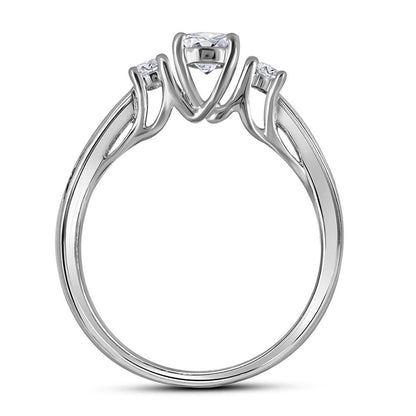 14k White Gold Round Diamond 3-Stone Bridal Wedding Ring Set 1 Cttw (Certified)
