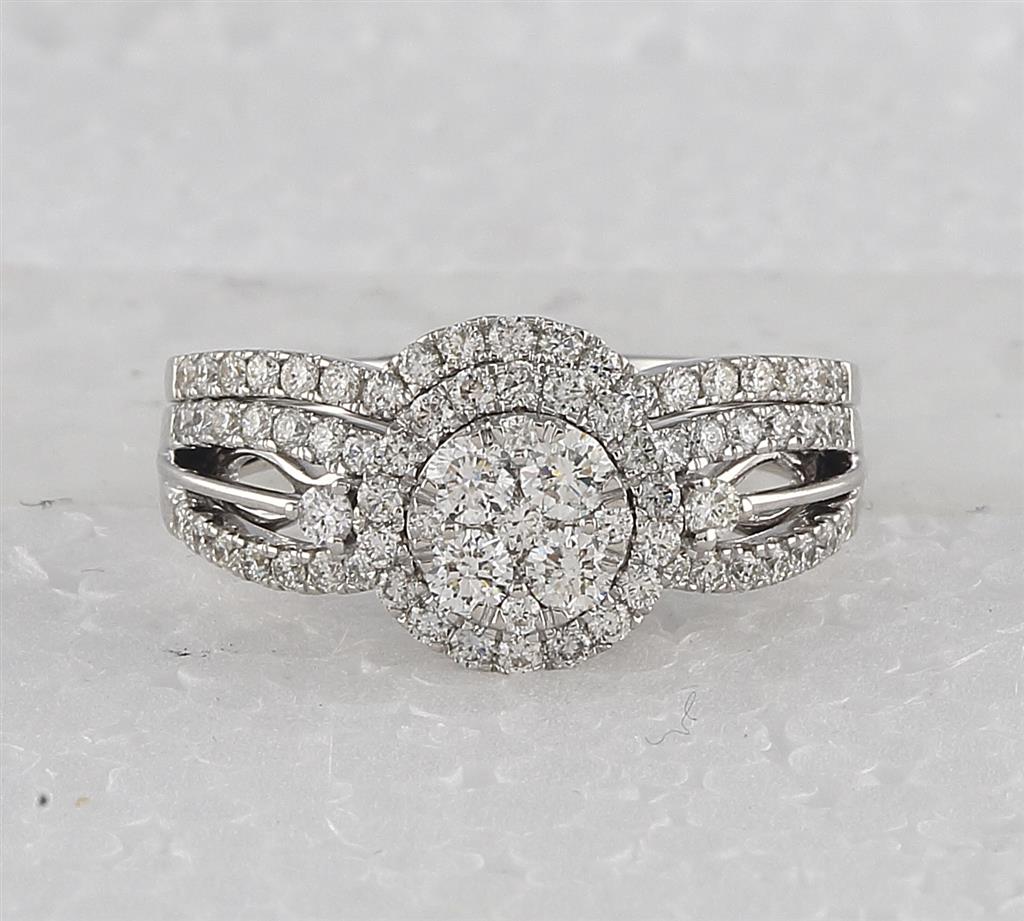 14k White Gold Diamond Bridal Wedding Ring Set 1 Cttw