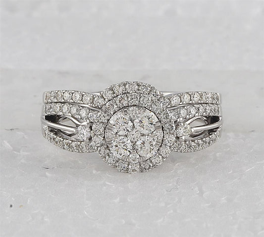 14k White Gold Diamond Bridal Wedding Ring Set 1 Cttw