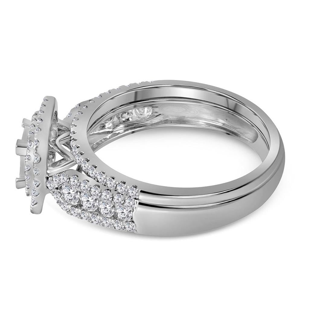 14k White Gold Princess Diamond Bridal Wedding Ring Set 1 Cttw