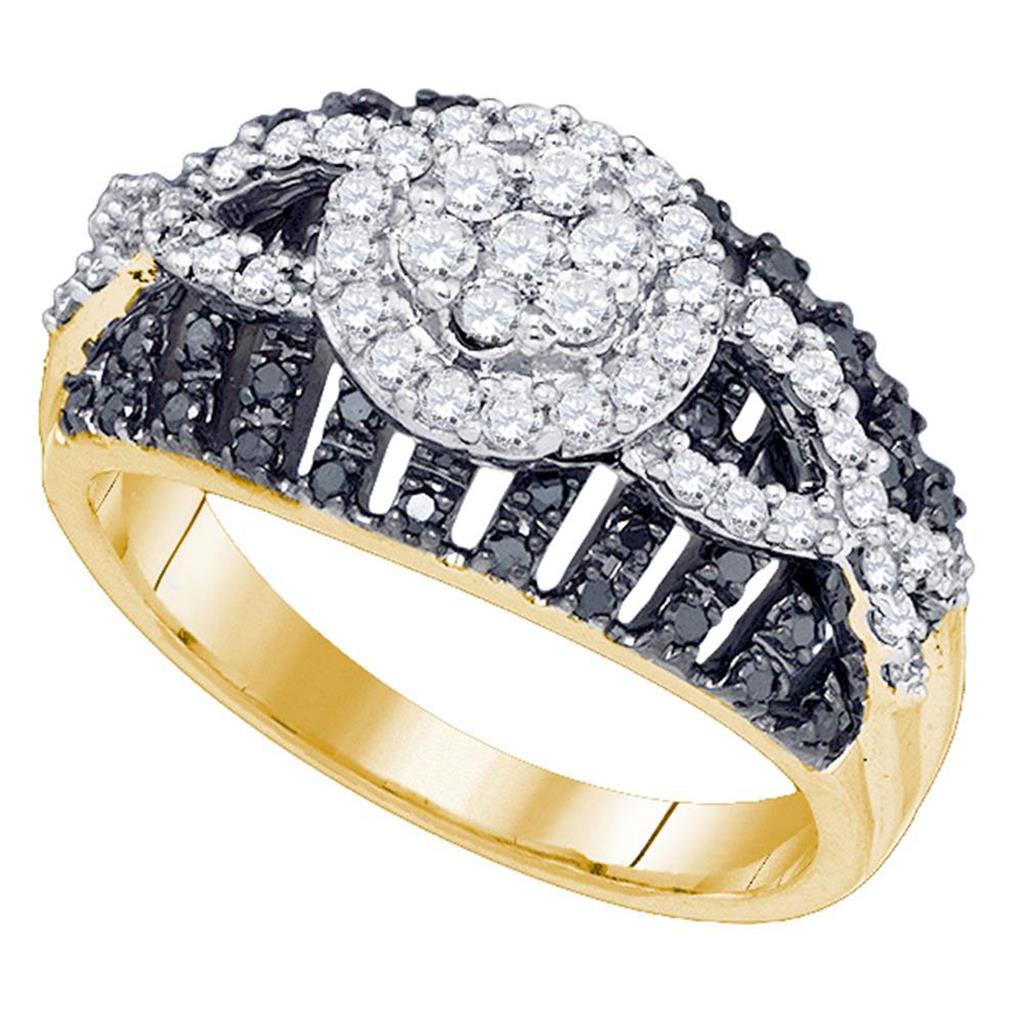10k Yellow Gold Black Diamond Cluster Band 7/8 Cttw