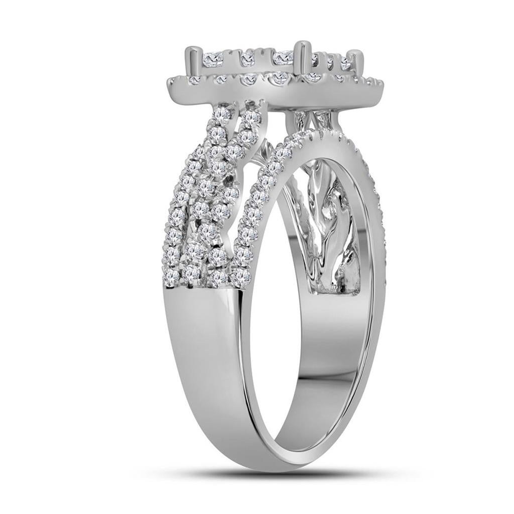 14k White Gold Diamond Bridal Engagement Ring 1-1/2 Cttw