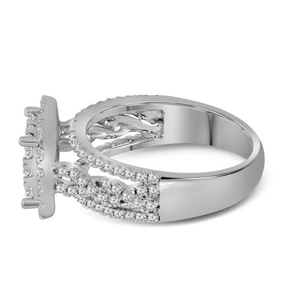 14k White Gold Diamond Bridal Engagement Ring 1-1/2 Cttw