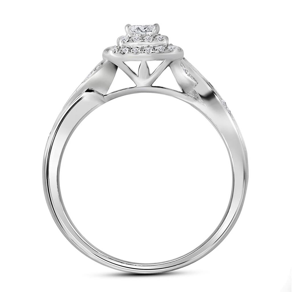 14k White Gold Princess Diamond Bridal Wedding Ring Set 1/2 Cttw