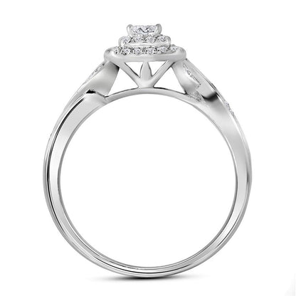 14k White Gold Princess Diamond Bridal Wedding Ring Set 1/2 Cttw