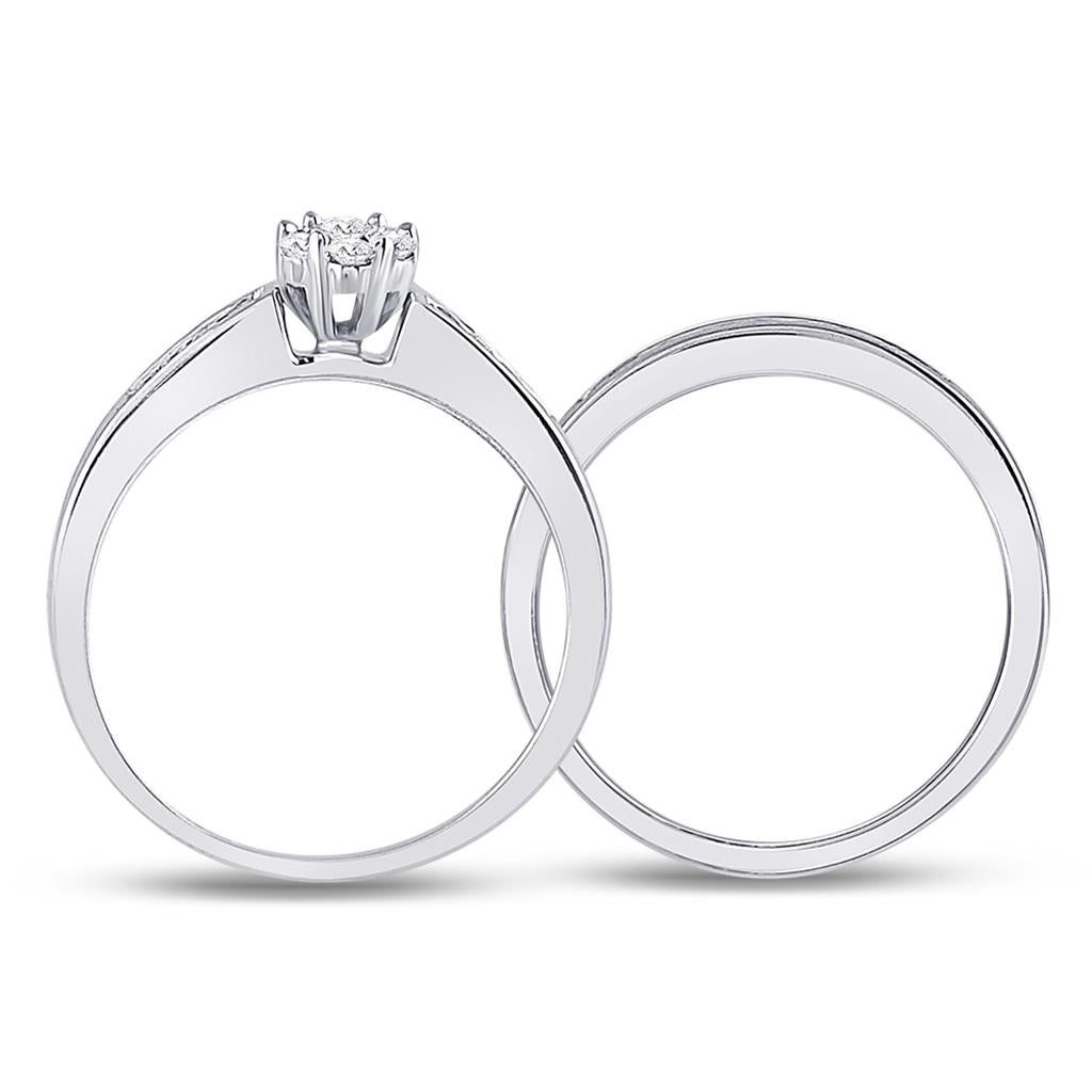 14k White Gold Round Diamond Bridal Wedding Ring Set 1/2 Cttw