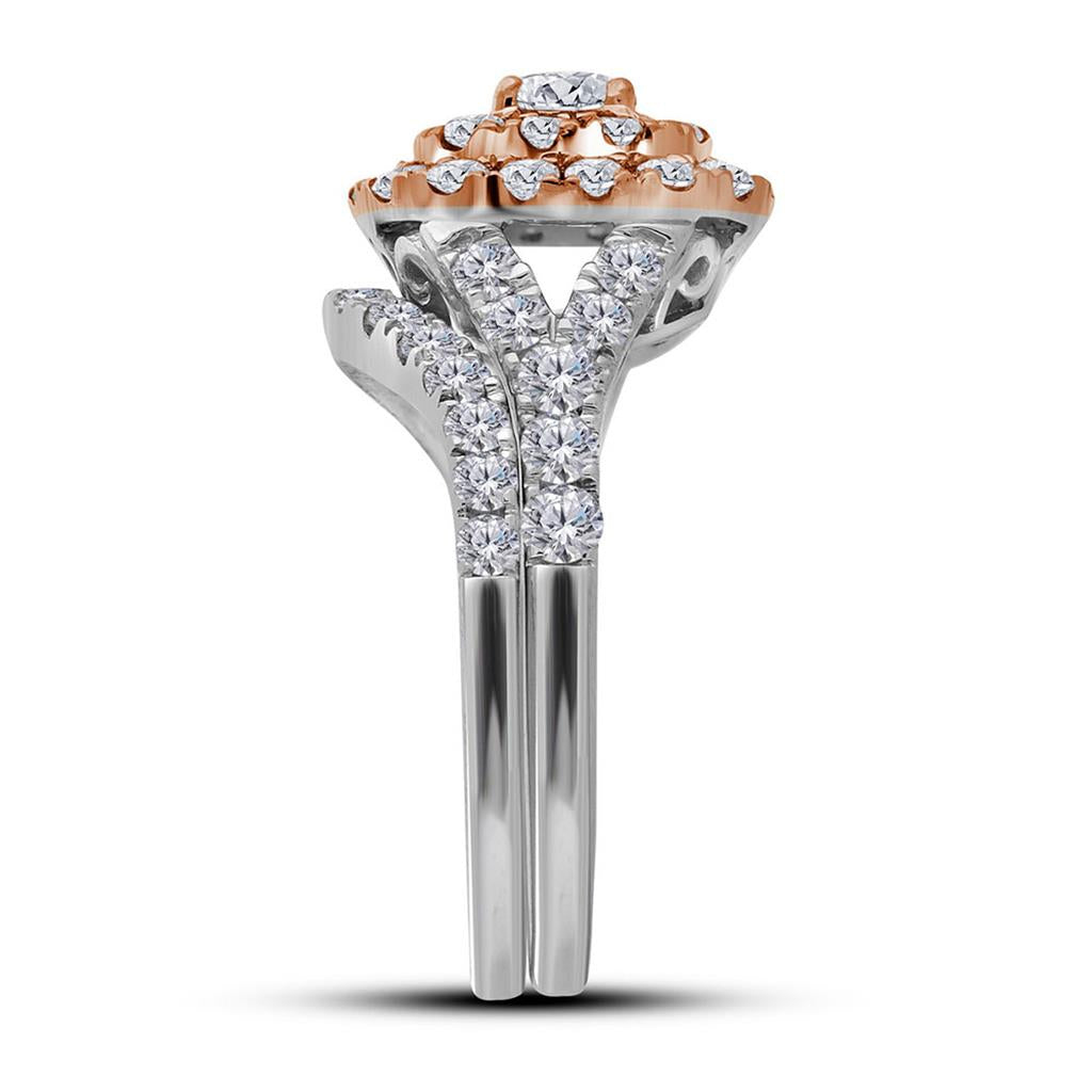 14k Two-tone Gold Round Diamond Bridal Wedding Ring Set 2 Cttw (Certified)