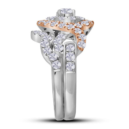 14k Two-tone Gold Round Diamond Bridal Wedding Ring Set 2 Cttw (Certified)