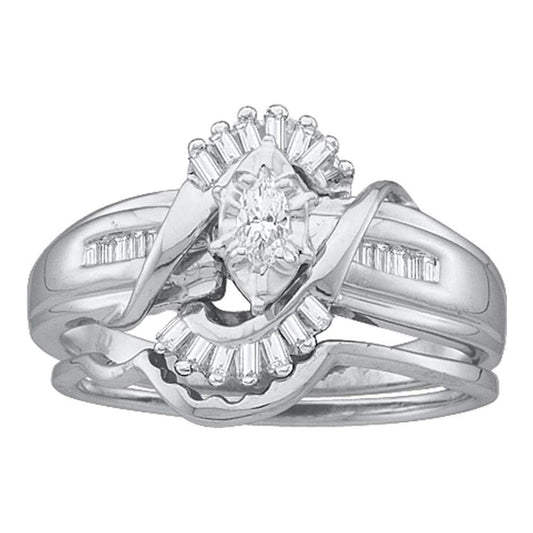 1/4CT-Diamond MQ-CENTER CIARA BRIDAL SET