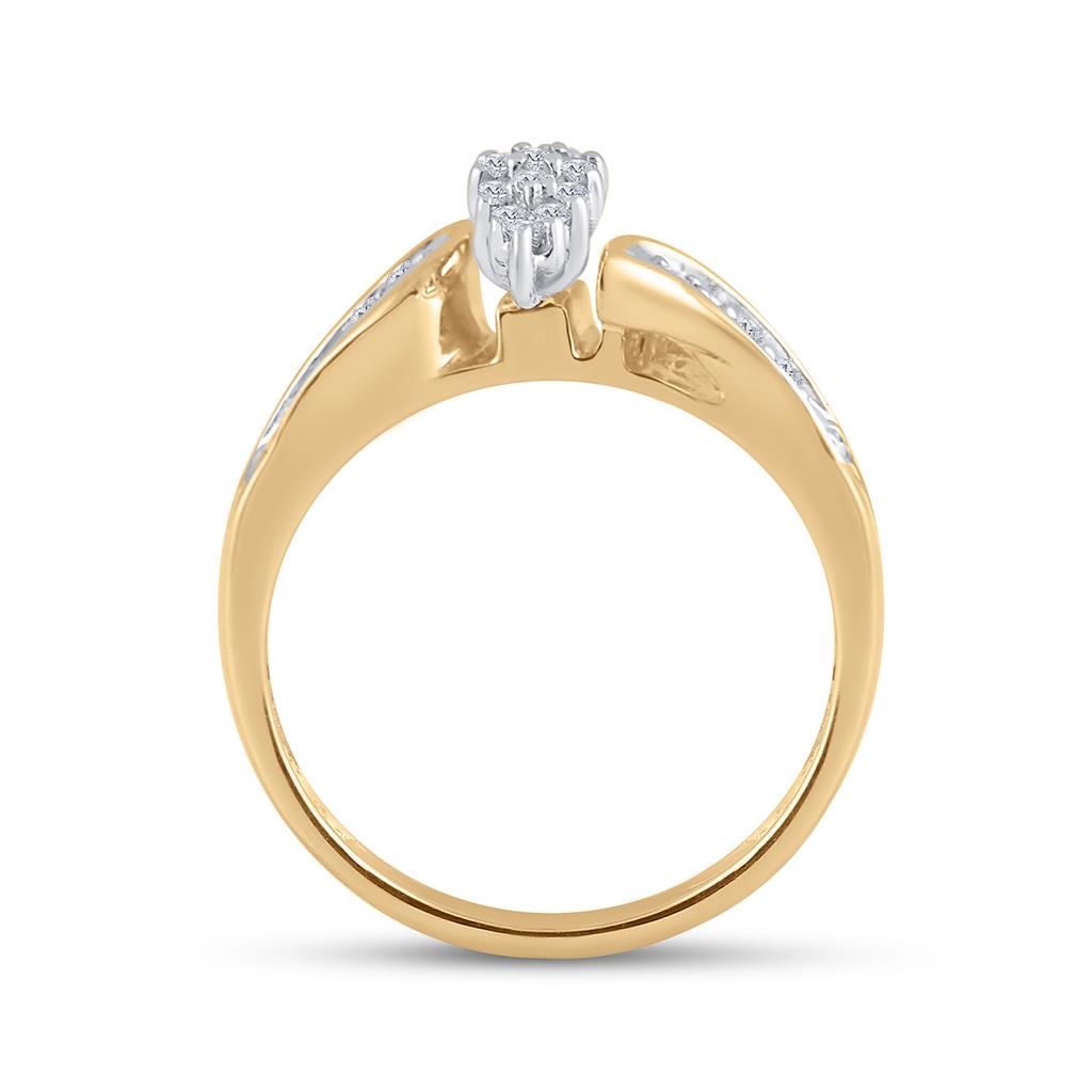 10k Yellow Gold Round Diamond Bridal Wedding Ring Set 1/4 Cttw