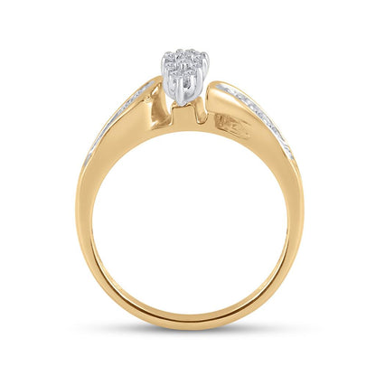 10k Yellow Gold Round Diamond Bridal Wedding Ring Set 1/4 Cttw