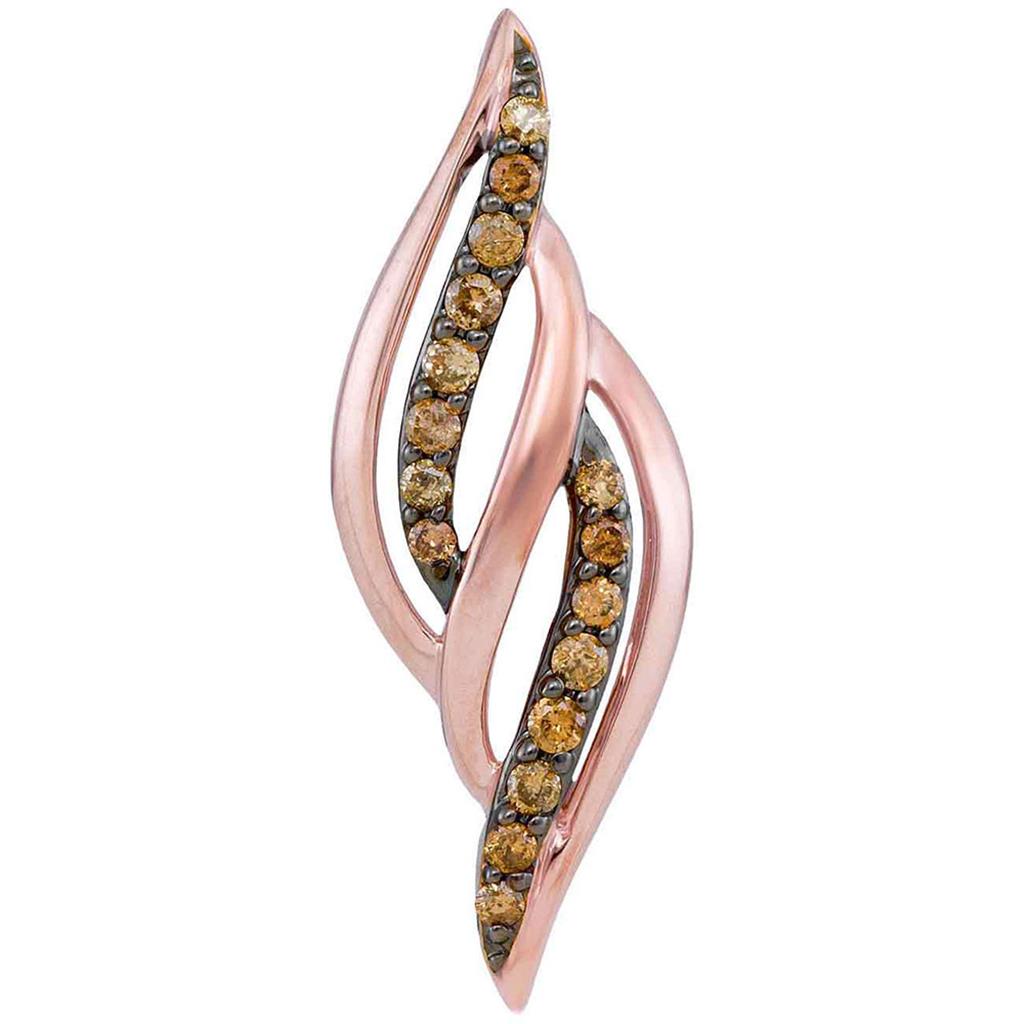 10k Rose Gold Round Brown Diamond Fashion Pendant 1/5 Cttw