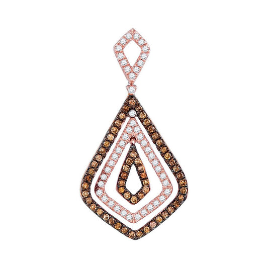 10k Rose Gold Round Brown Diamond Fashion Pendant 1/2 Cttw