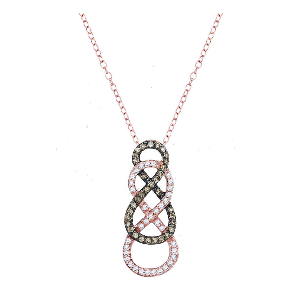 10k Rose Gold Brown Diamond Double Vertical Infinity Pendant 1/4 Cttw