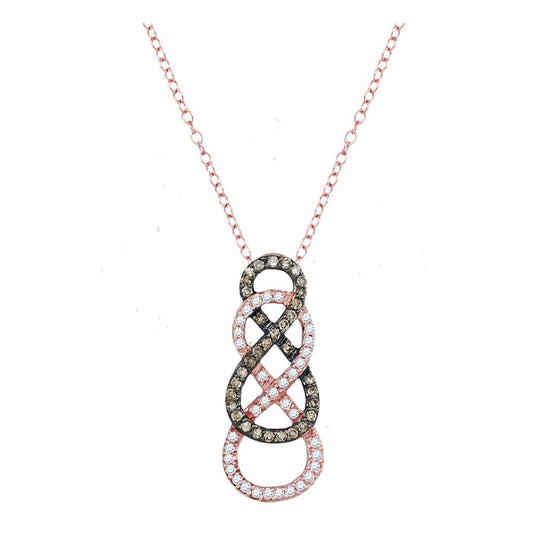 10k Rose Gold Brown Diamond Double Vertical Infinity Pendant 1/4 Cttw