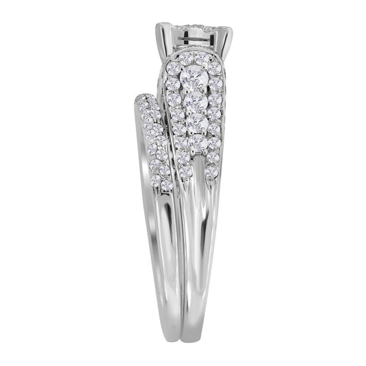 14k White Gold Round Diamond Bridal Wedding Ring Set 1-1/3 Cttw