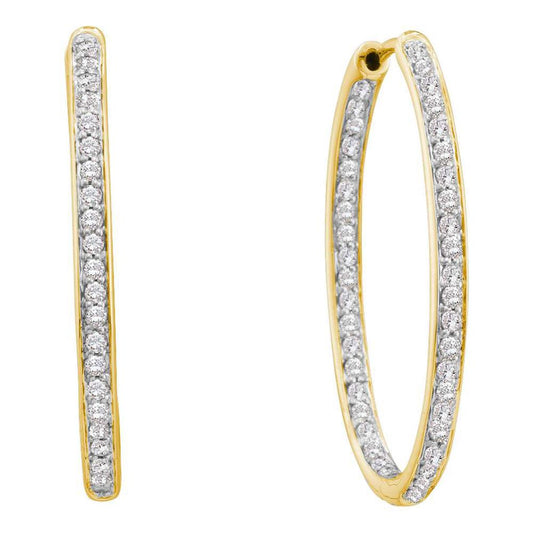 1/4CT-Diamond FASHION HIGH HOOPS EARRING