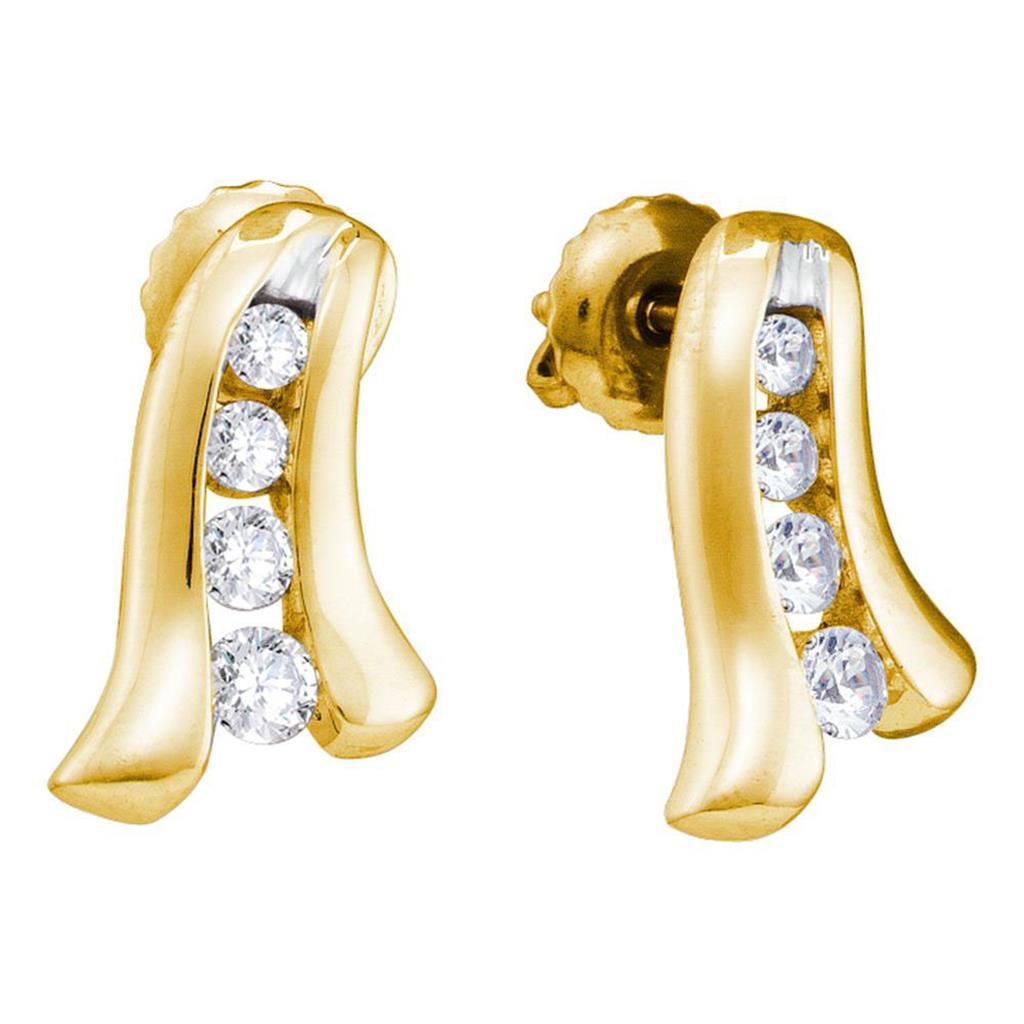 14k Yellow Gold Round Diamond Fashion Earrings 1/3 Cttw