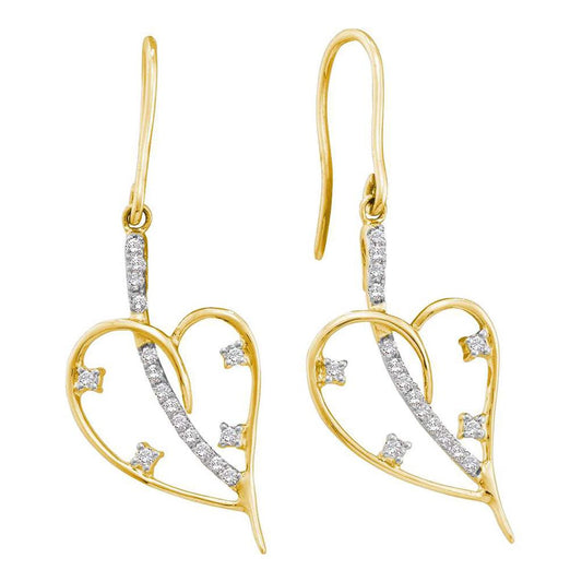 1/3CT-Diamond HEART DANGLING EARRINGS