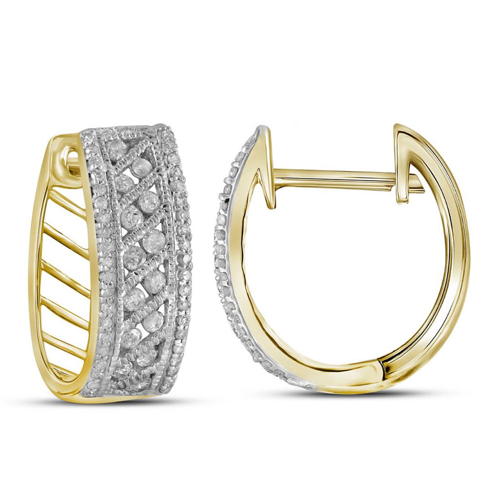 10k Yellow Gold Round Diamond Hoop Earrings 5/8 Cttw