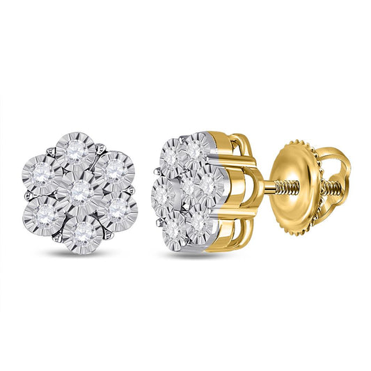 1/4CTW-Diamond FLOWER EARRINGS