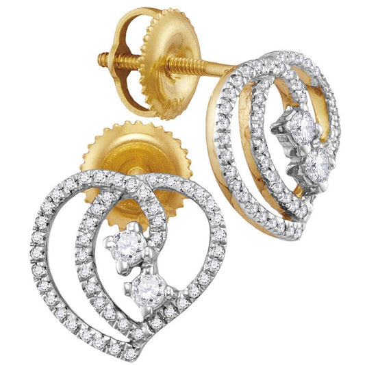 10k Yellow Gold Round Diamond 2-stone Earrings 1/4 Cttw