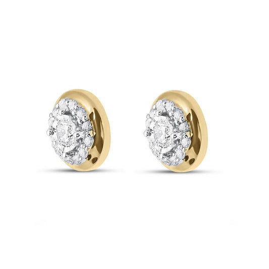 10k Yellow Gold Round Diamond Halo Stud Earrings 1/4 Cttw