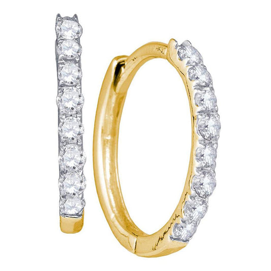 10k Yellow Gold Round Diamond Hoop Earrings 1/3 Cttw