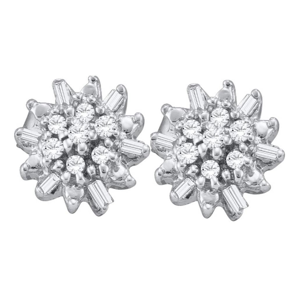 1/6CTW-Diamond CLUSTER EARRINGS