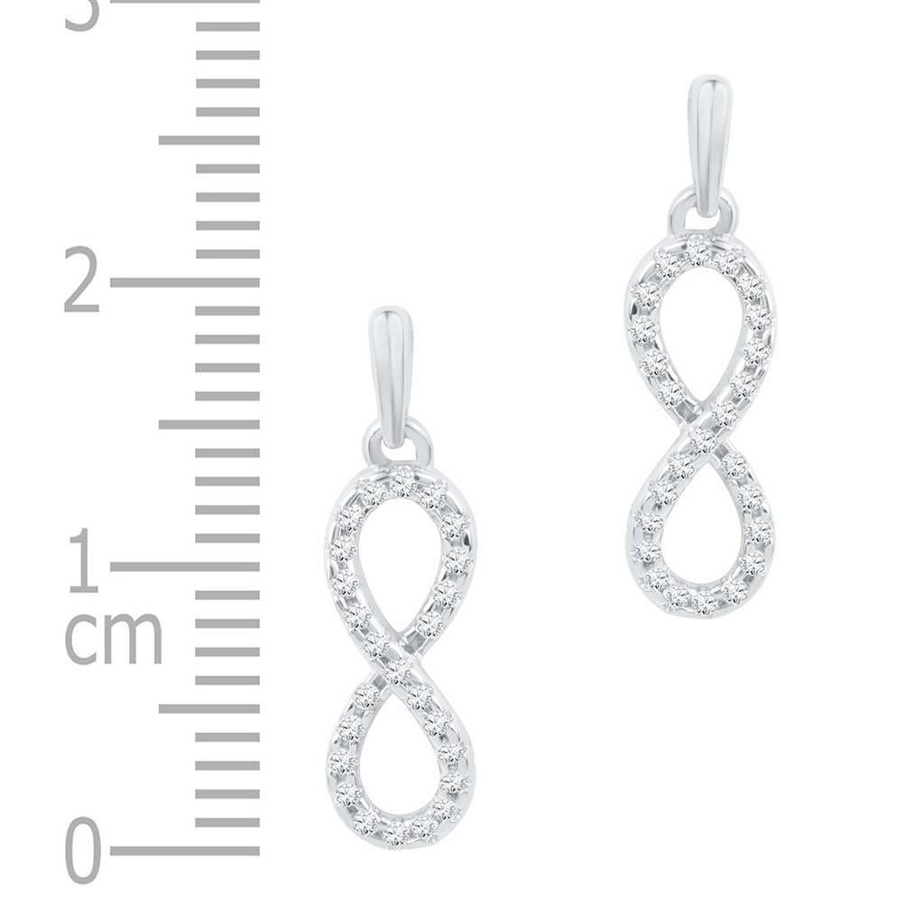 14k White Gold Round Diamond Infinity Dangle Earrings 1/4 Cttw