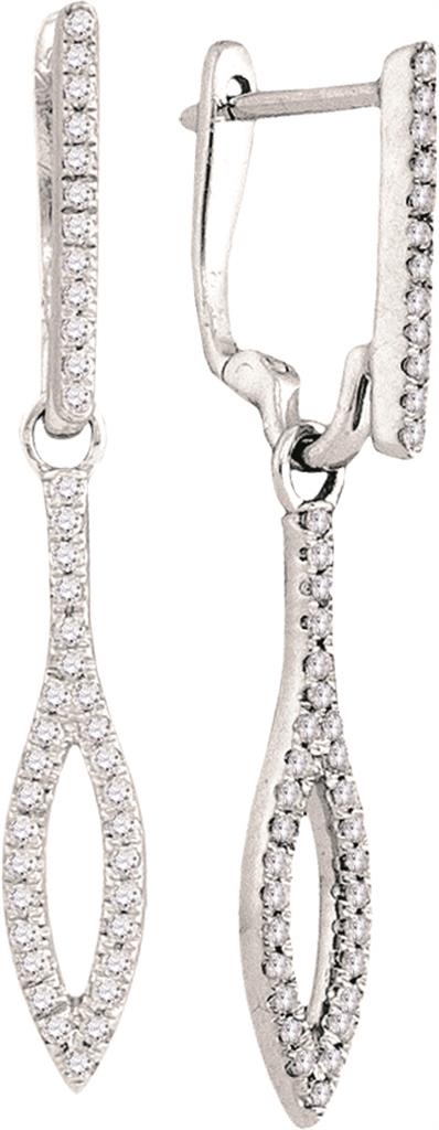 14k White Gold Round Diamond Dangle Earrings 1/4 Cttw