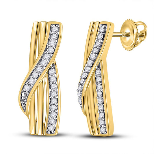 10k Yellow Gold Round Diamond Fashion Earrings 1/20 Cttw