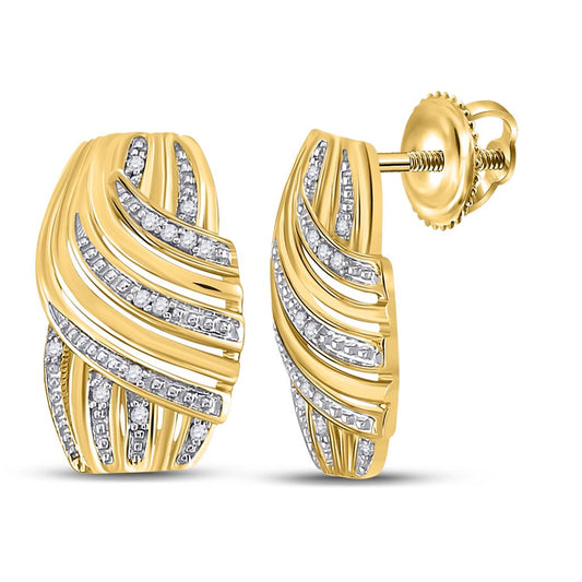 10k Yellow Gold Round Diamond Fashion Earrings 1/20 Cttw