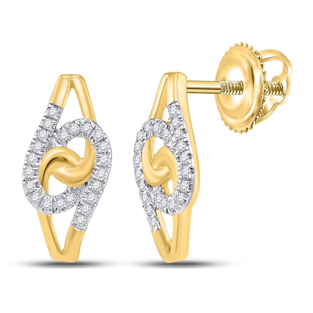 10k Yellow Gold Round Diamond Fashion Earrings 1/8 Cttw