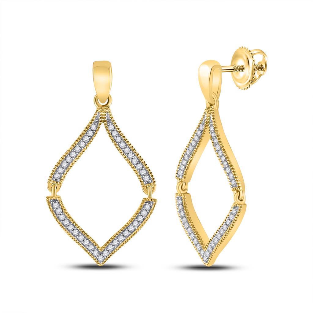 10k Yellow Gold Round Diamond Dangle Earrings 1/2 Cttw