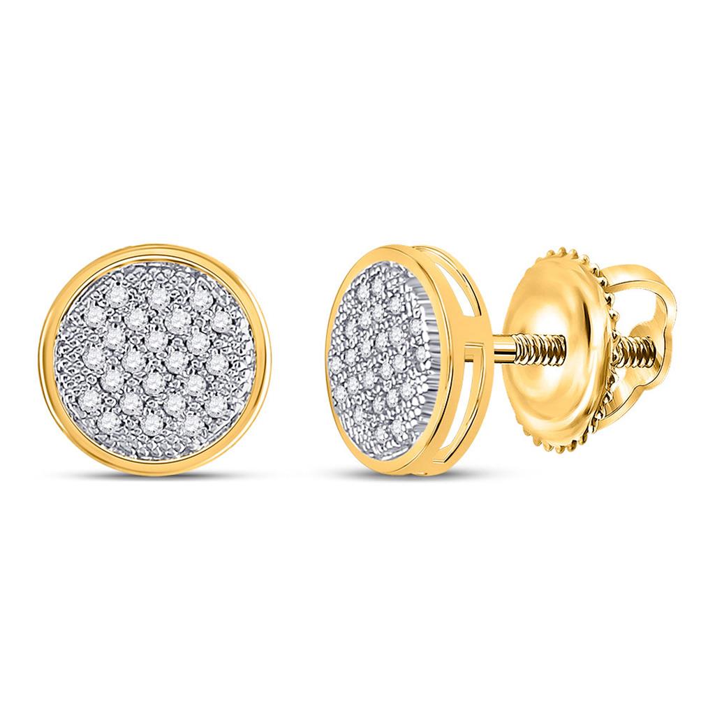 10k Yellow Gold Round Diamond Circle Earrings 1/6 Cttw