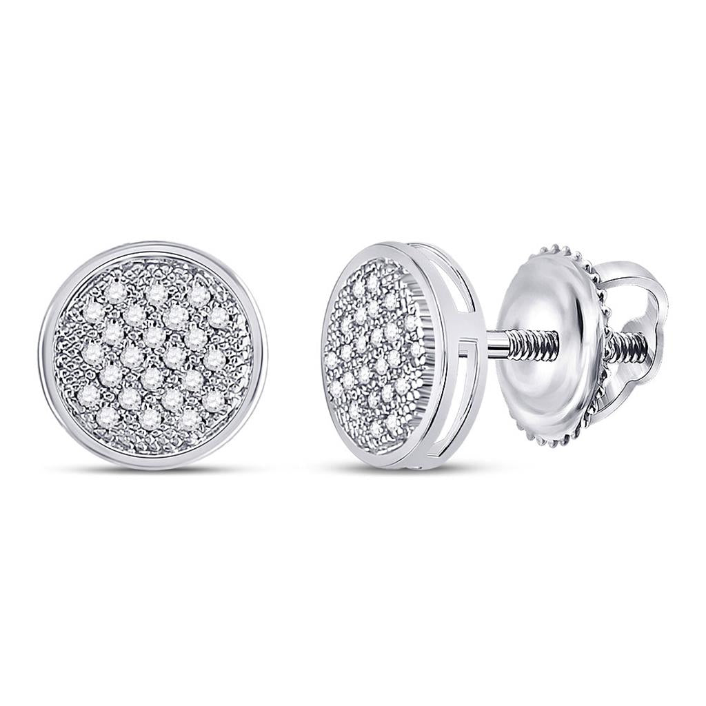 14k White Gold Round Diamond Circle Earrings 1/6 Cttw