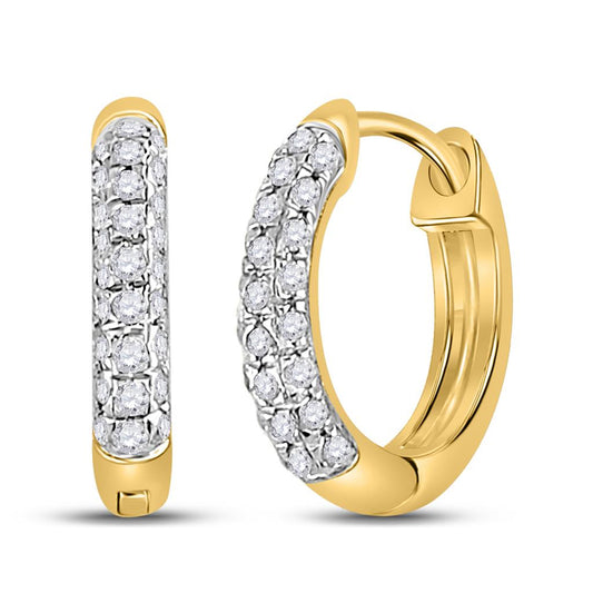 10k Yellow Gold Round Diamond Hoop Earrings 1/6 Cttw