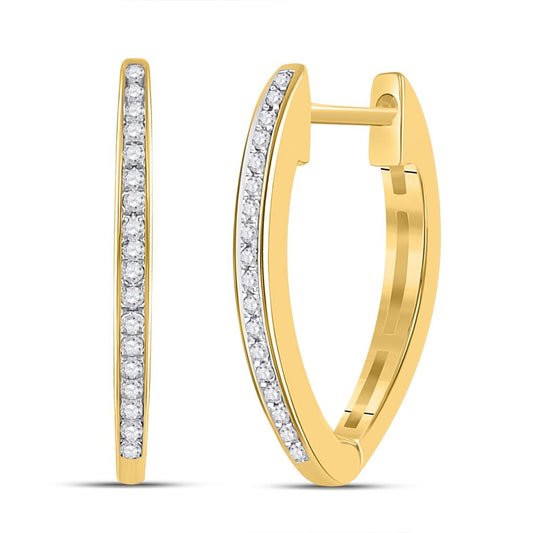 10kt Yellow Gold Round Diamond Single Row Hoop Earrings 1/10 Cttw