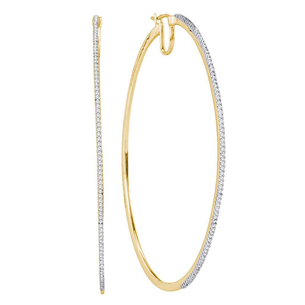 10k Yellow Gold Round Diamond Hoop Earrings 1/2 Cttw