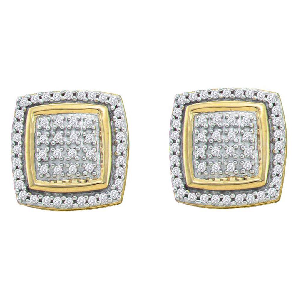 10k Yellow Gold Round Diamond Square Earrings 1/4 Cttw