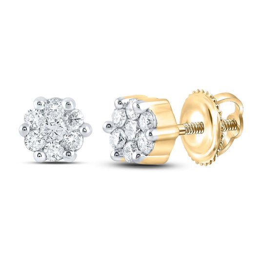 1/6CT-Diamond FLOWER EARRINGS