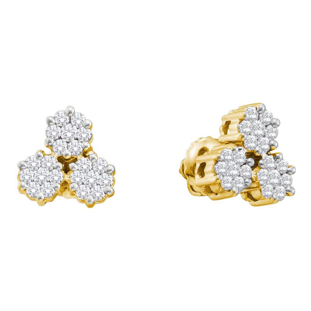 1 CT-Diamond 3-FLOWER EARRINGS