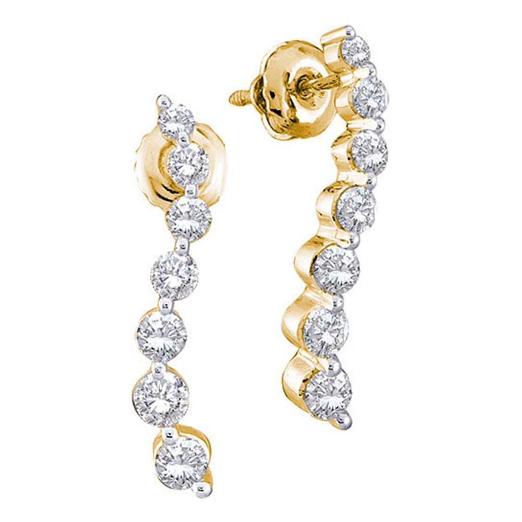 14k Yellow Gold Round Diamond Journey Earrings 1/2 Cttw